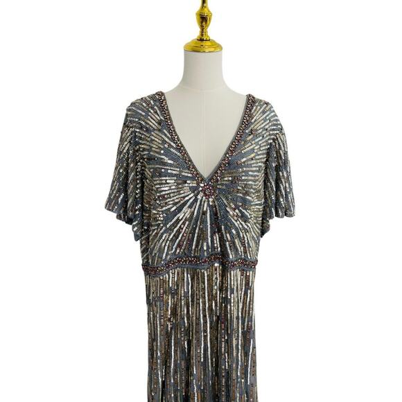 MAC DUGGAL 5538 Embellished V Neck Butterfly Sleeve Column Gown Size 20 $598 - Picture 5 of 13